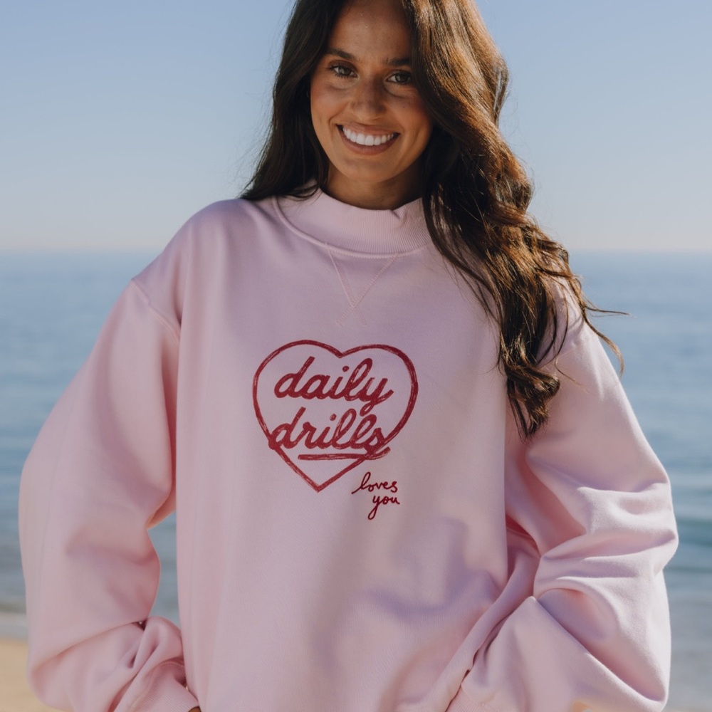 Daily Drills Oversized Fleece Vintage Love Crew - Cupid with Vday Patch